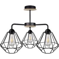 Foskal Semi Flush Light Black, Wood, 44cm, 3x E27