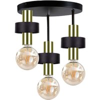 Unica Multi Arm Semi Flush Ceiling Light Black, Gold, 35cm, 3x E27
