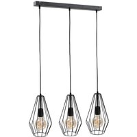 Lex Bar Pendant Ceiling Light Black, 60cm, 3x E27