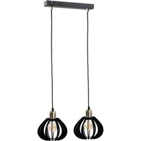 Gemma Bar Pendant Ceiling Light Black, Gold, 50cm, 2x E27