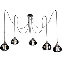 Gemma Cluster Pendant Ceiling Light Black, Gold, 5x E27