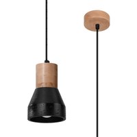 Qubic Dome Pendant Ceiling Light Concrete Black, Natural Wood