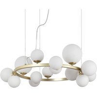 Perlage 14 Light Round Globe Pendant Ceiling Light Brass