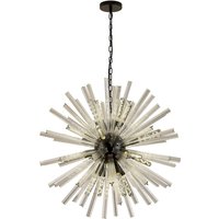 Hornby 16 Light E27, Round Ceiling Pendant Matt Black, Clear Glass