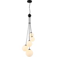 Marshall Ceiling Pendant, 5 Light G9, Satin Black, Opal Glass
