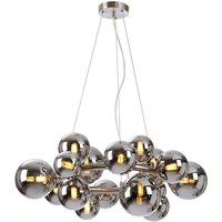 Marshall Circular Ceiling Pendant, 16 Light G9, Satin Nickel, Chrome Plated Glass