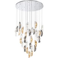 Marilla Ceiling Pendant 6m, 32 Light G9, Polished Chrome, Clear & Amber & Smoked Glass