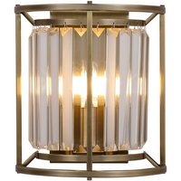 Guilford Wall Lamp, 2 Light E14, Antique Brass, Clear