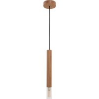 Madera Slim Pendant Ceiling Light, Wood, 1x G9