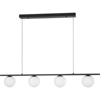 Joline Bar Pendant Ceiling Light Sandy Black Metal, Aluminium White Opal Glass LED 32W 2060Lm 3200K