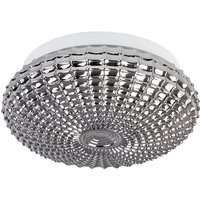 Clam 2 Light Bathroom Ceiling Light Smoke Chrome Glass White Metal Led E27 Ip44