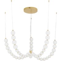 Perla Integrated LED Pendant Ceiling Light Gold Metal, Opal Glass LED 130W 11376Lm 3000K + Remote Control