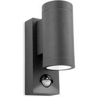 Shelby LED 2 Light Outdoor Up Down Wall, PIR Graphite IP65