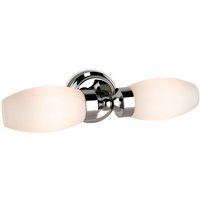 Reef 2 Light Bathroom Wall Light Chrome with Opal Glass IP44, E14