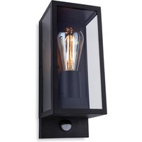 Dallas Outdoor PIR Motion Sensor Flush Box Wall Light Black IP44, E27