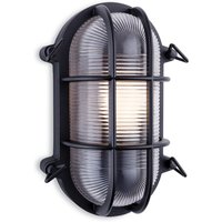 Turin Outdoor Bulkhead Wall Light Oval Black IP65, E27