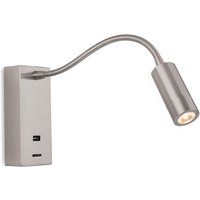 Clifton LED Flexi Wall Reading Light and USB Brushed Steel