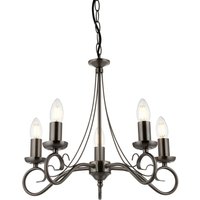 Trafford 5 Light Multi Arm Ceiling Pendant Candle Antique Silver, E14