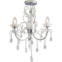 Tabitha 3 Light Semi Flush Bathroom Multi Arm Ceiling Light Chrome, Clear Crystal (K9) Glass Detail IP44, G9