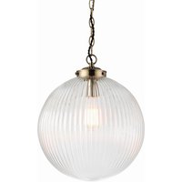 Brydon 35cm Globe Ceiling Pendant Antique Brass, Clear Glass, E27
