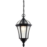 Drayton 1 Light Outdoor Ceiling Lantern Pendant Light Black IP44, E27