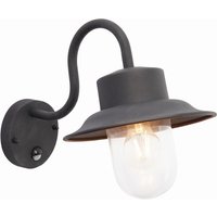 Chesham Outdoor PIR Wall Textured Black Paint, Glass IP44, E27