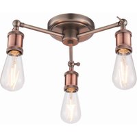 Hal 3 Light Semi flush Aged Pewter, Aged Copper Plate, E27
