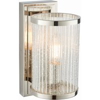 Easton 1 Light Wall Bright Nickel, Ribbed Glass With Bubbles, E14