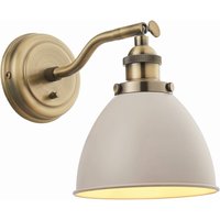 Franklin 1 Light Dome Wall Satin Taupe, Antique Brass Plate, E14