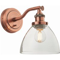 Hansen 1 Light Wall Glass, Aged Copper Plate, E14