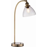 Hansen 1 Light Table Lamp Antique Brass, Glass, E14