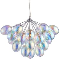 Infinity Pendant Chrome Effect Plate & Dichroic Glass 6 Light Dimmable IP20 - G9