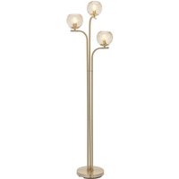 Dimple Complete Floor Lamp Satin Brass Plate, Champagne Lustre Glass