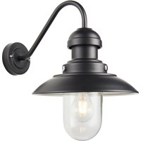 Hereford Traditional Outdoor Dome Wall Light Matt Black Glass Shade, IP44