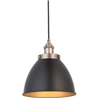 Franklin 23cm Pendant Ceiling Lamp, Aged Pewter Plate, Matt Black Paint