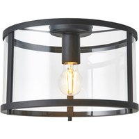 Hopton Decorative Flush Ceiling Lamp, Matt Black, Glass