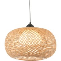 Bali Globe Pendant Ceiling Lamp, Natural Bamboo, White, Matt Black