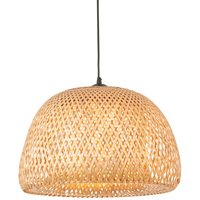 Bali Dome Pendant Ceiling Lamp, Natural Bamboo, White, Matt Black