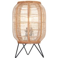 Zaire Complete Table Lamp, Natural Linen, Natural Bamboo, Matt Black