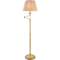 Stanford 1 Light Swing Arm Floor Lamp Antique Brass with Beige Shade, E27 Stanford 1 Light Swing Arm Floor Lamp Antique Brass with Beige Shade, E27