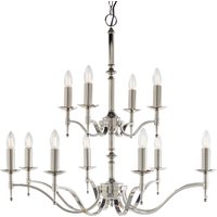 Stanford 12 Light Chandelier Polished Nickel Plate Finish, E14