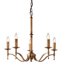 Stanford 5 Light Multi Arm Ceiling Pendant Chandelier Antique Brass, E14