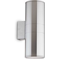 Gun 2 Light Outdoor Large Up Down Wall Light Aluminium, Putty IP54, E27