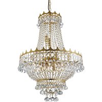 Versailles 9 Light Crystal Chandelier Gold Finish, E14