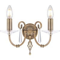 Aegean 2 Light Indoor Candle Wall Light Aged Brass, E14