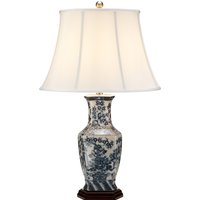 Blue Hex Chinese Porcelain Table Lamp Floral Patern