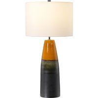 Burnt Oak Table Lamp with Cylindrical Shade