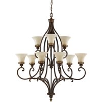 Drawing Room 9 Light Multi Arm Chandelier Walnut Finish, E27