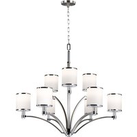 Prospect Park 9 Light Multi Arm Chandelier Satin Nickel, Chrome Finish, E27
