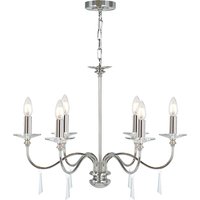 Finsbury Park 6 Light Multi Arm Chandelier Polished Nickel Finish - Shades Not Included, E14